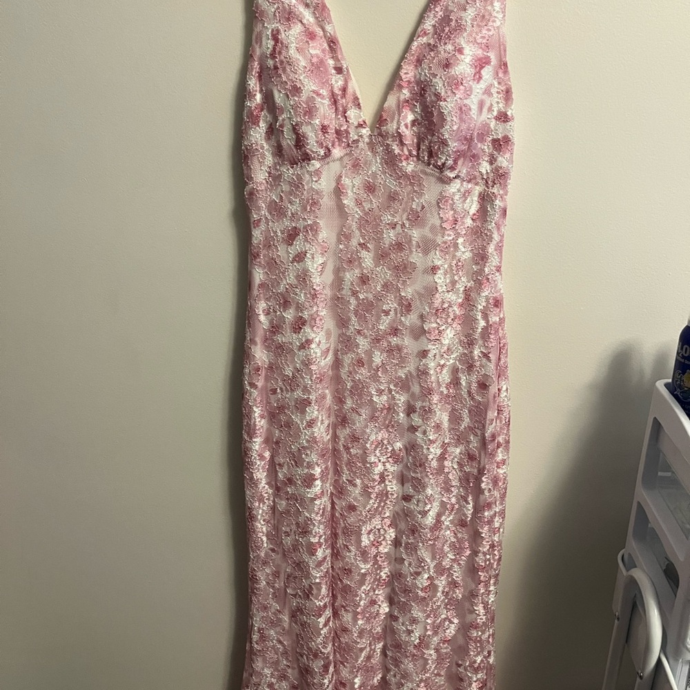 Pink Lace Evening Gown